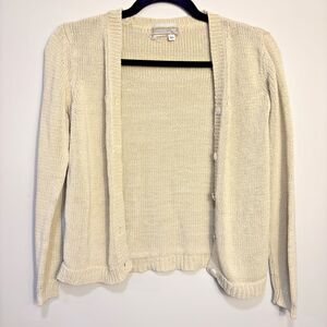 Coldwater Creek Women open Cardigan Sweater Ivory Size XS Preppy Casual